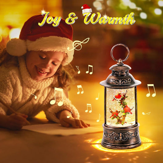 Large Christmas Santa Snow Globe Light up Lantern with 8 Songs, 8.7" Red Big Christmas Snow Globes for Kids Adults, 6H Timer & Dual Power, Snowglobes Christmas Decorations Indoor, Gifts for Women Men