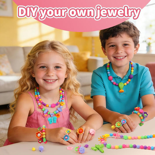 GILI Pop Beads - Jewelry Making Kit for 3 4 5 6 7 8 Year Old Little Girls - Arts and Crafts Toys for Kids Age 4yr-8yr - Necklace Bracelet Creativity Snap Set Top Best Christmas Birthday Gifts (500pcs)