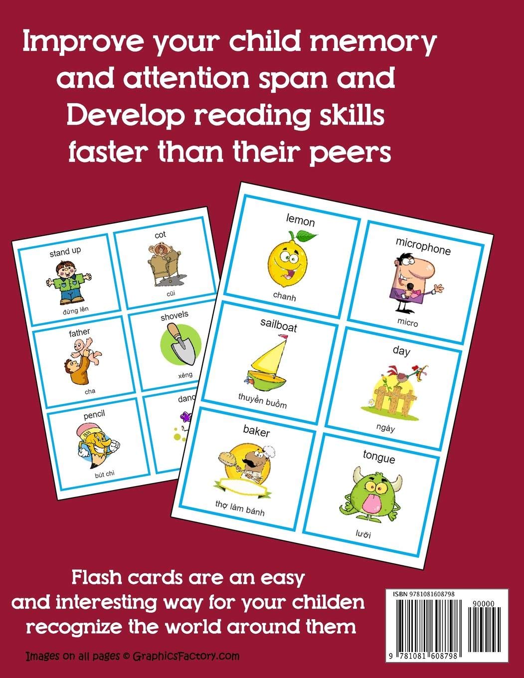 English Vietnamese 500 Flashcards with Pictures for Babies: Learning homeschool frequency words flash cards for child toddlers preschool kindergarten and kids (Learning flash cards for toddlers)