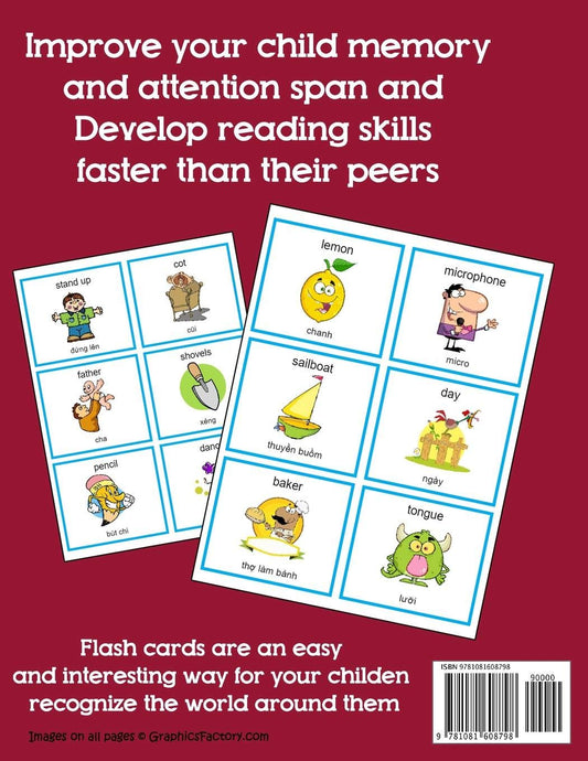 English Vietnamese 500 Flashcards with Pictures for Babies: Learning homeschool frequency words flash cards for child toddlers preschool kindergarten and kids (Learning flash cards for toddlers)