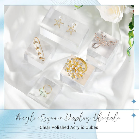 Marsui 10 Pcs Acrylic Cubes for Display Product Photography Props Transparent Acrylic Block Set for Boutique Jewelry Cosmetic Crafts Closet Show(Square, 10 Sizes)
