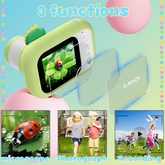 Microscope for Kids Handheld Mini Portable Digital Rechargeable 1000X with 2.4 Screen 1080P 3 in 1 Microscope Photography Recording Edu Age 4-6 8-12 Children Students