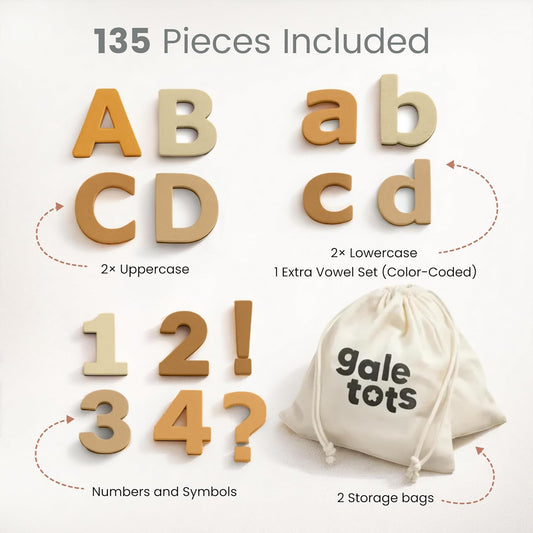 Magnetic Letters and Numbers for Kids – 135 Neutral Aesthetic Foam Alphabet Magnets for Fridge, Montessori Preschool Learning, Homeschool & Kindergarten