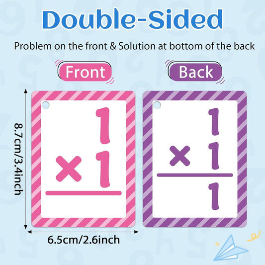 Math Flash Cards Set of 5 - Addition Subtraction Division Multiplication Make 10 for 1st 2nd 3rd Math Game with 5 Rings 2 Quick Answer Bells 276 Double-Sided Flashcards