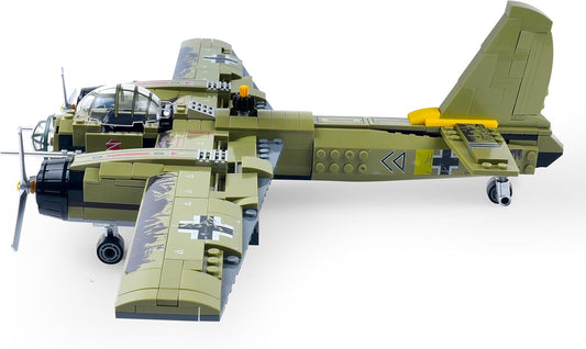 General Jim's WWII Iron Empire JU-88 Bomber Plane Building Blocks Set, 559 Pieces German Twin-Engine Aircraft Model w/Display Stand, Detailed WWII Airplane Compatible w/Major Brick Brands | GJ-WW2GB