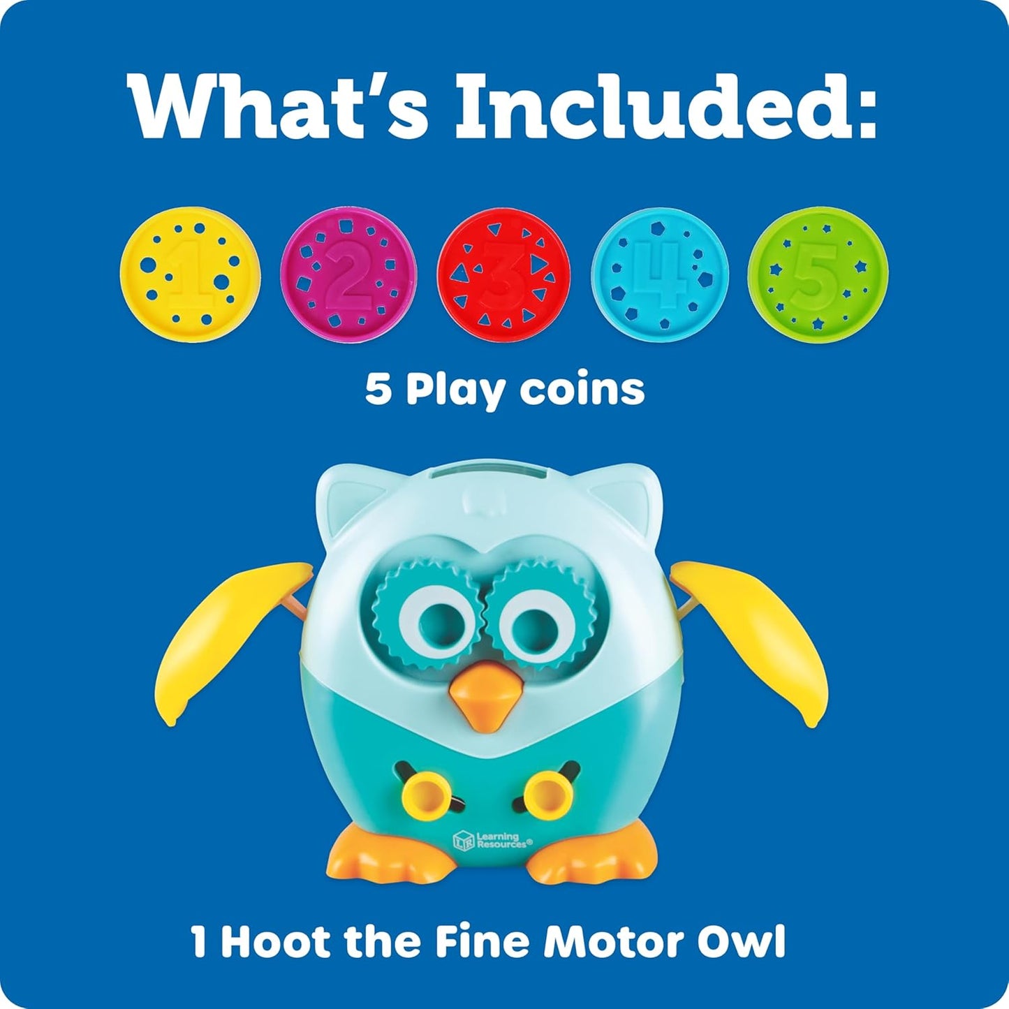 Learning Resources Hoot the Fine Motor Owl - 6 Pieces, Ages 18+ Months, Toddler Toys, Fine Motor and Sensory for Kids