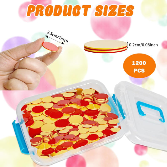 1200 Pcs Two Color Counter Plastic Math Counters Counting Chips for Counting Manipulatvies Educational Sorting Toys Family School Counter Supplies
