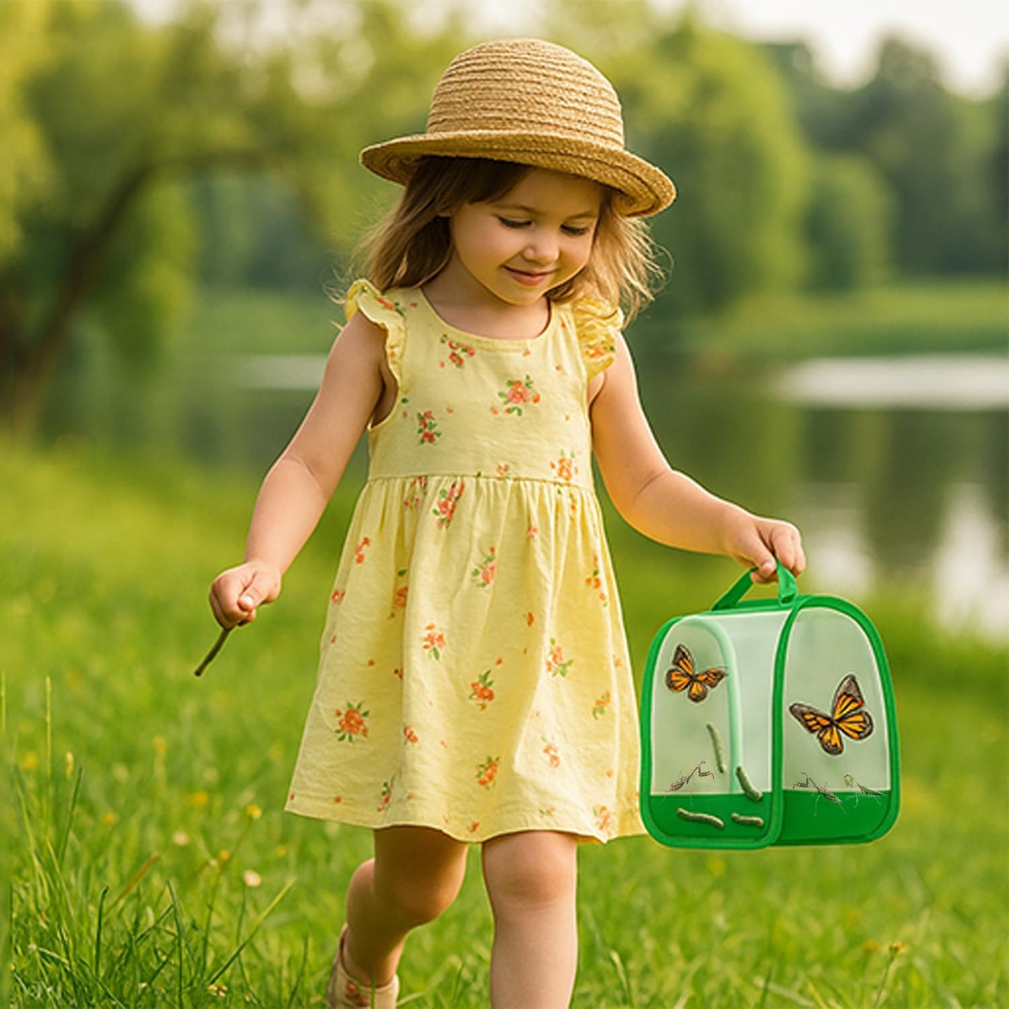 Butterfly cage 12"x12"x12" with Sleeve – Perfect Habitat cage for Rearing Insects. This pop-up Butterflies House Works as Butterfly Growing kit.