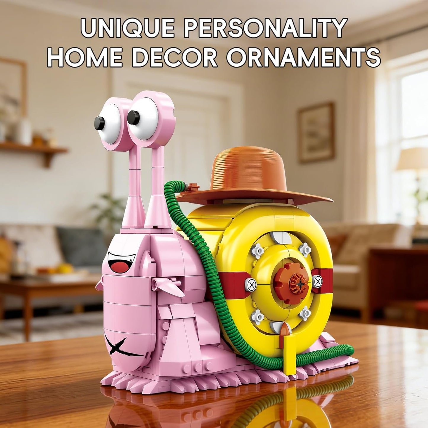 Anime Snail Phone Bug Building Block Set 573 PCS Pirate Transponder Snail Model with Straw Hat Creative Manga Desk Decor & Construction Toy Gift for Adults and Teens