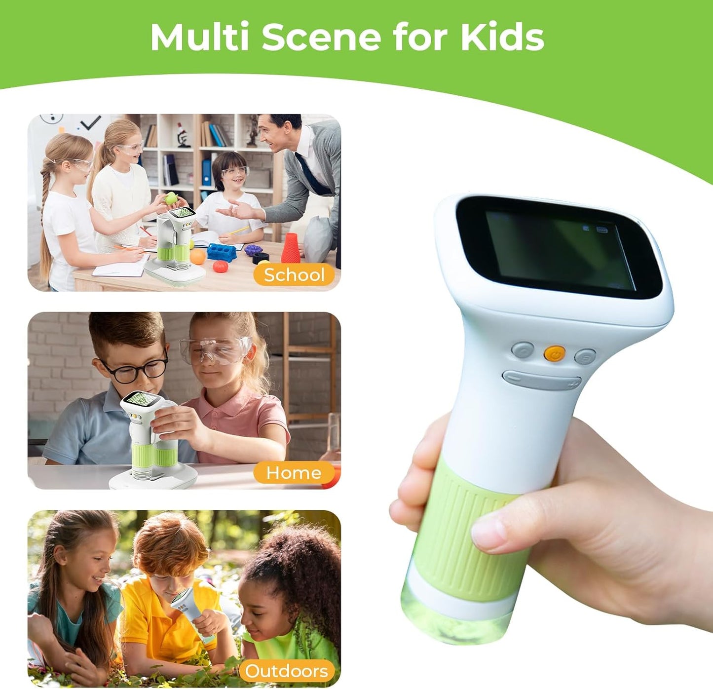 Microscope for Kids, M&G 1000X Handheld Digital Kids Microscope with 2.0 Inch Screen, Portable Pocket Miniscope Educational Science Toys for Age 3 4 5 6 7 8 9 10 11 12 Girls Boys