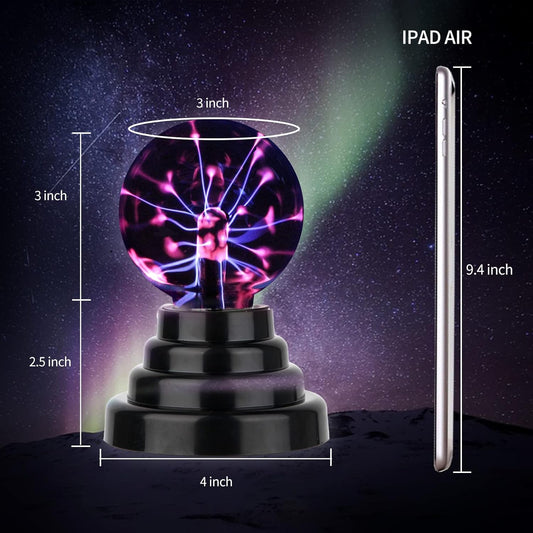 Gresus 3 Inch Battery or USB Powered Magic Plasma Ball Lamp - Touch Sensitive Interactive Plasma Lamp Nebula Sphere Globe, Science Educational Gift for Decorations/Parties/Bedroom