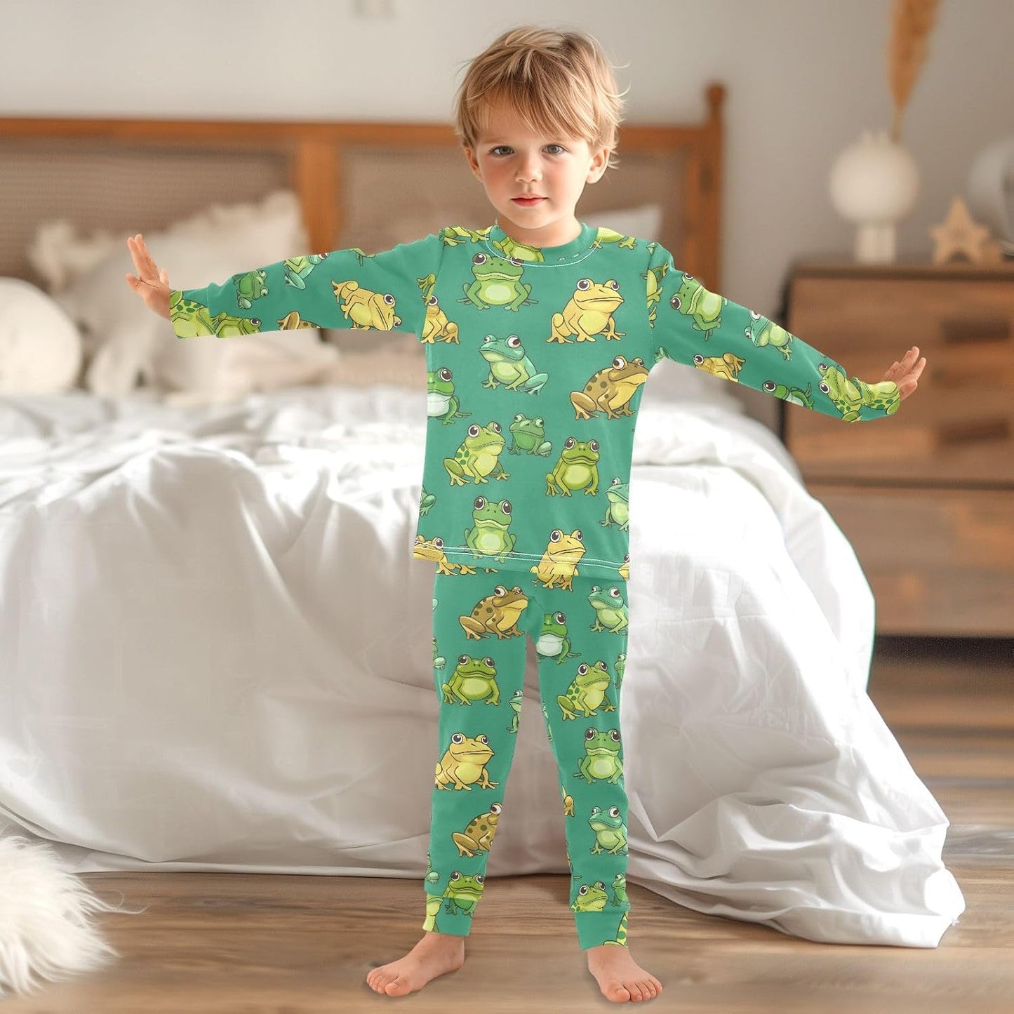 ALAZA Shark Starfish Palm Tree 2 Piece Pajama Set Long Sleeve Top and Pants Sleepwear Unisex - Colors B