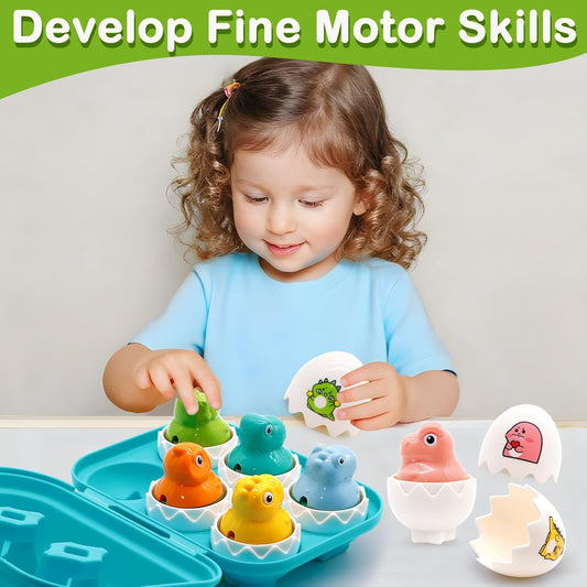 WEEJOYGAM Easter Eggs Toys for Toddlers 1-3, Color Sorting Shape Sorter Matching Game Montessori Sensory Educational Learning Toys for 1 2 3 Year Old Girl Boy Kids Birthday Gift Easter Basket Stuffers