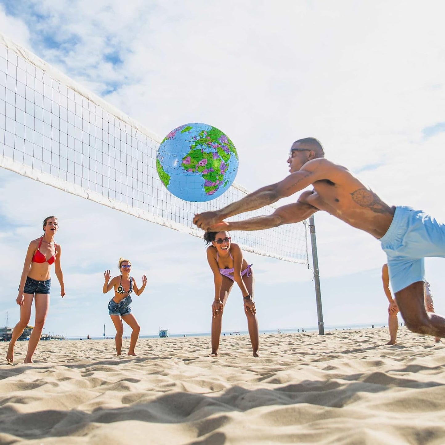 4 Pcs Inflatable Globe,16 Inch Blow up World Globe Beach Ball,Inflatable Earth Beach Ball for Beach Playing or Teaching,Party Bags,Summer Pool Party,PVC Material