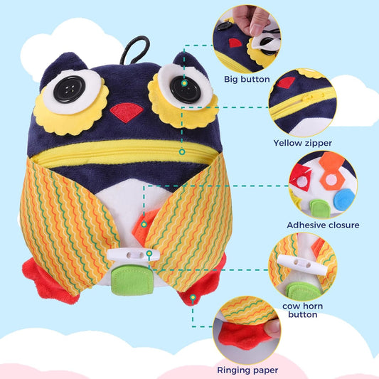 lefeke Buckle Owls Aids - Alzheimers Patients Learning Activity - Develop Motor Skills and Problem Solving - Geometry and Color Recognition - Sensory Stuffed Animal Aids for Elderly