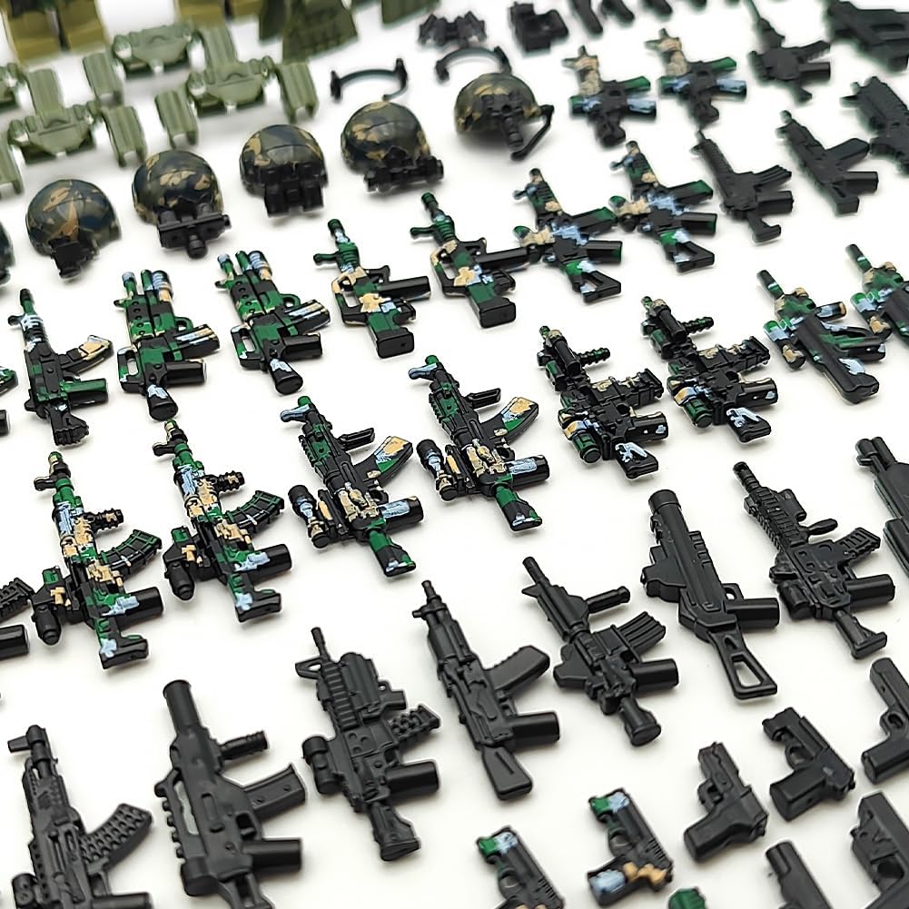 CONVENTEJOY Military Weapon Guns Accessories for Minifigure Block Toys Include Camouflage Helmets E.O.D Suits Shields for Army Soldiers Gear Set Building Kits Kids Toy(260pcs)
