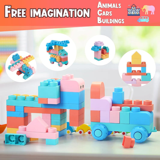 78 Pcs Top STEM Soft Building Block Sets for Kids Aged 18 months to 6 years.Mega Blocks for Baby.Large Construction Stacking Block Toys for Toddler to Improve Imagination、Creativity、Hands-on Ability