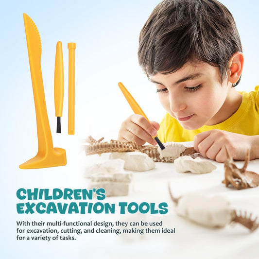 10 Set Excavation Tool Kit: Dino Fossils Dig Kit for Kids, Bulk Archaeology Dig Tools with Mini Hammer Chisel and Brush for Fossil Gem Digging, Science Toy