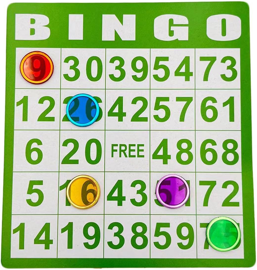 JUNWRROW 300 Pieces 5 Color Magnetic Transparent Bingo Counting Chips with Metal Edge