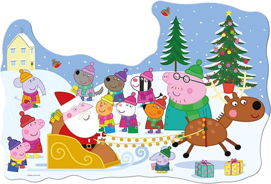Ravensburger Peppa Pig: Christmas 32 Piece Giant Shaped Floor Jigsaw Puzzle and Door Hanger for Kids - Screen-Free Activity Boosts Concentration and Focus