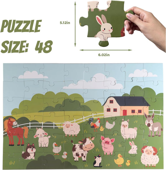 Jumbo Floor Puzzle for Kids, Large Jigsaw Puzzles 48 Piece with Box for Kids Ages 3-5,Preschool Learning & Education Toys, Gifts for 4-8 Year Old Boys and Girls(Jungle Animals)