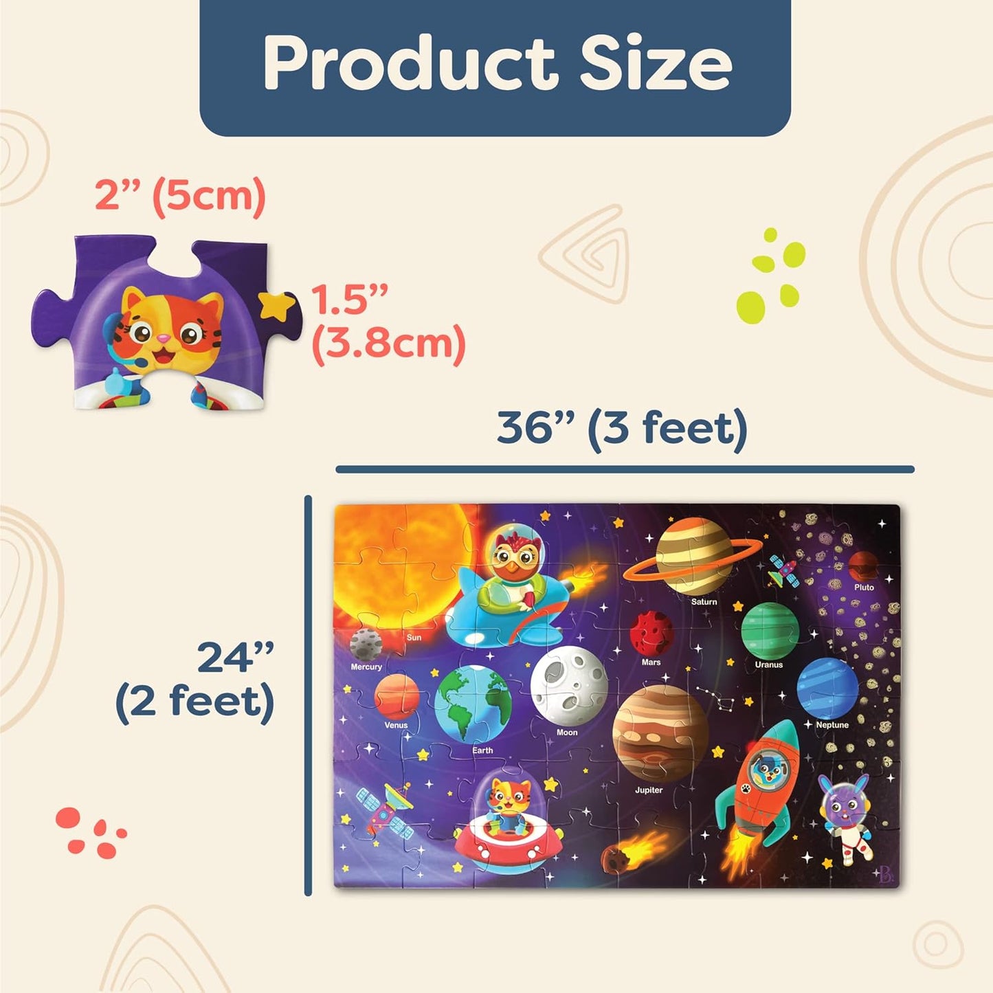 B. toys – Under The Sea Floor Puzzle – Kids Puzzles Jigsaw Puzzles – 48 Pieces Kids Puzzle with Ocean Animals – Educational 24 x 36-Inch Learning Toy for 3+ Years – Colorful Marine Life Adventure-Inch