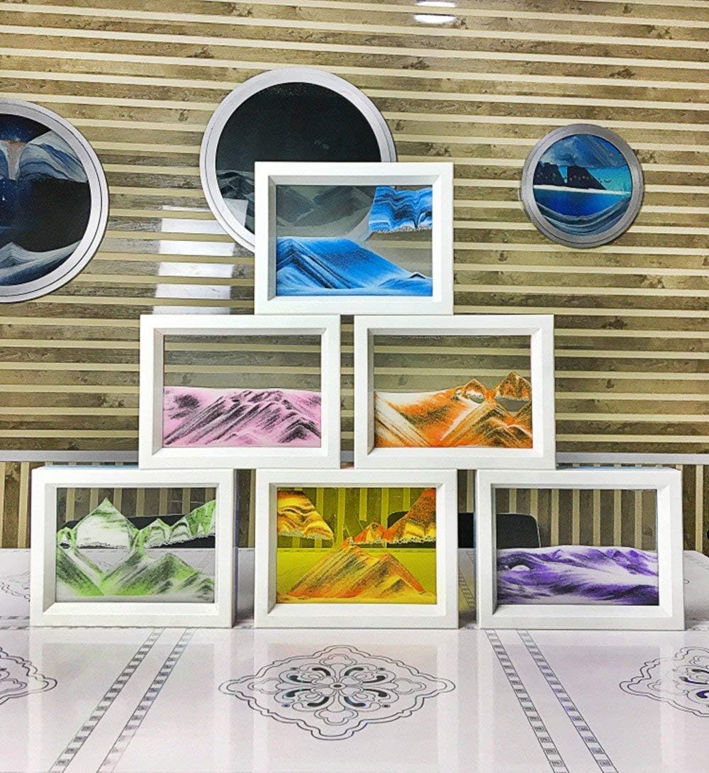 LYPGONE Moving Sand Art Picture Dynamic Sand Picture Flowing Sand Picture Desktop Art Toys Voted Best Gift!(Ocean Heart)