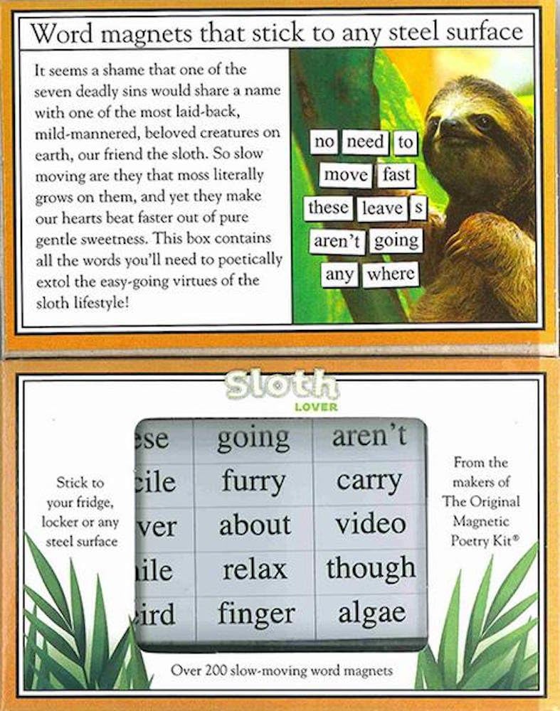 Magnetic Poetry - Sloth Lover Kit - Words for Refrigerator - Write Poems and Letters on the Fridge - Made in the USA