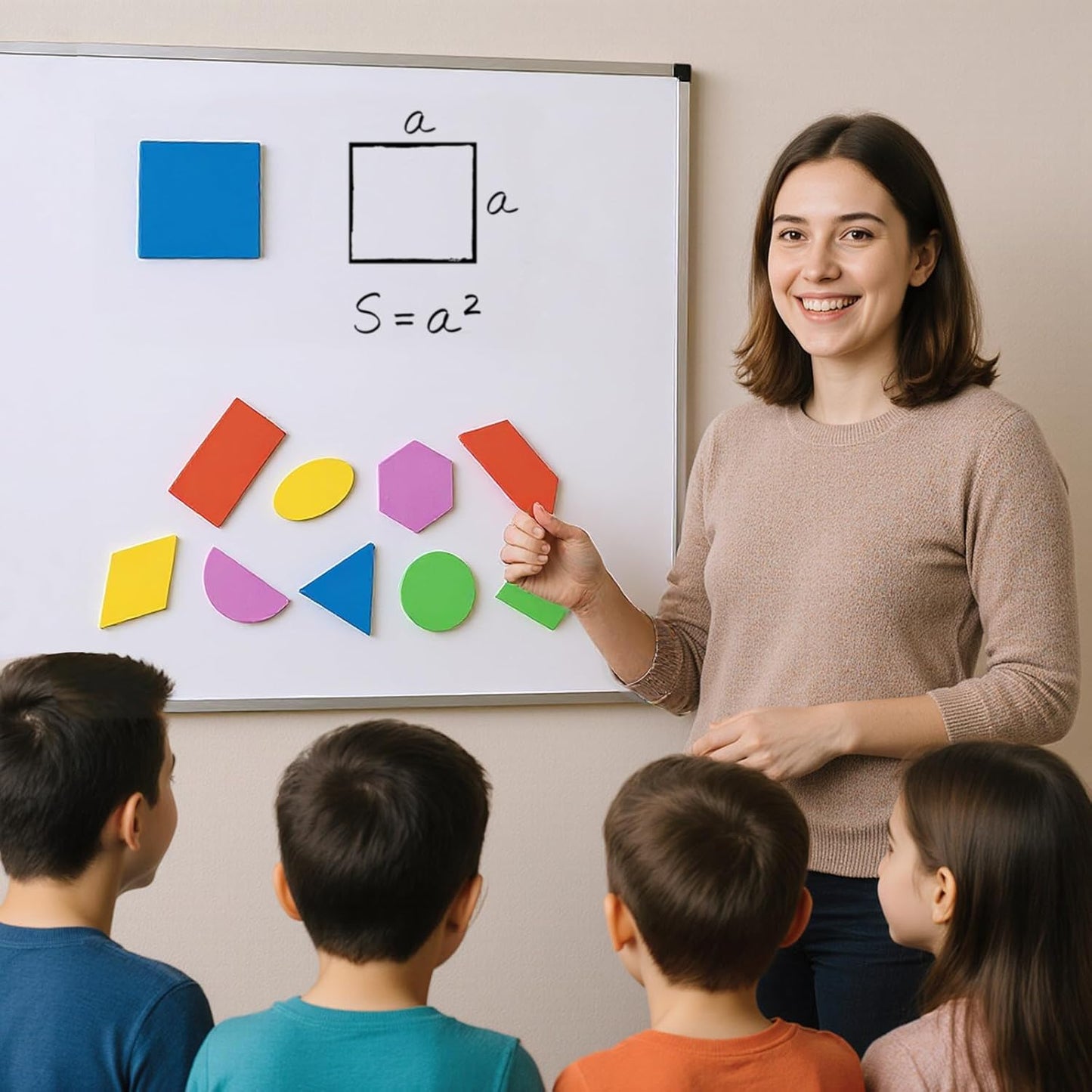 96 Pcs Magnetic Pattern Blocks & Large Shape Magnets Set – Tangram Puzzle, Geometric Shapes, Whiteboard Magnets, Math Manipulatives for Kids Learning