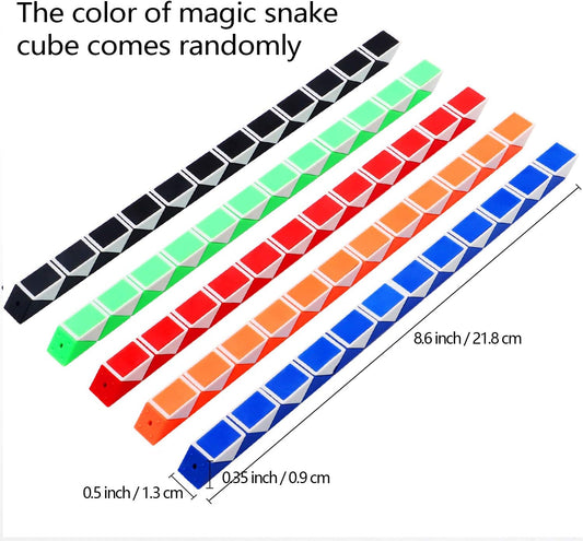 Sunshane 24 Pack 24 Blocks Magic Snake Cube, Mini Snake Speed Cubes, Twist Puzzle Toys for Kids Party Bag Fillers, Party Favours, Random Color