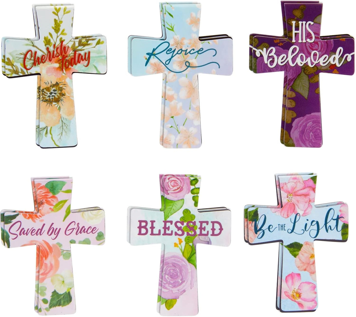 Magnetic Christian Bookmarks - Magnetic Cross Page Holders for Bibles - Inspirational Bookmarks for Women - Page Magnets for Your Bible - 2.25 x 1.6 in, Pack of 12, Multicolor