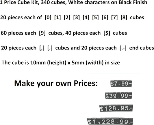 1 Price Cube Kit for Shop Display (340 Cubes) PCUBK-340DR