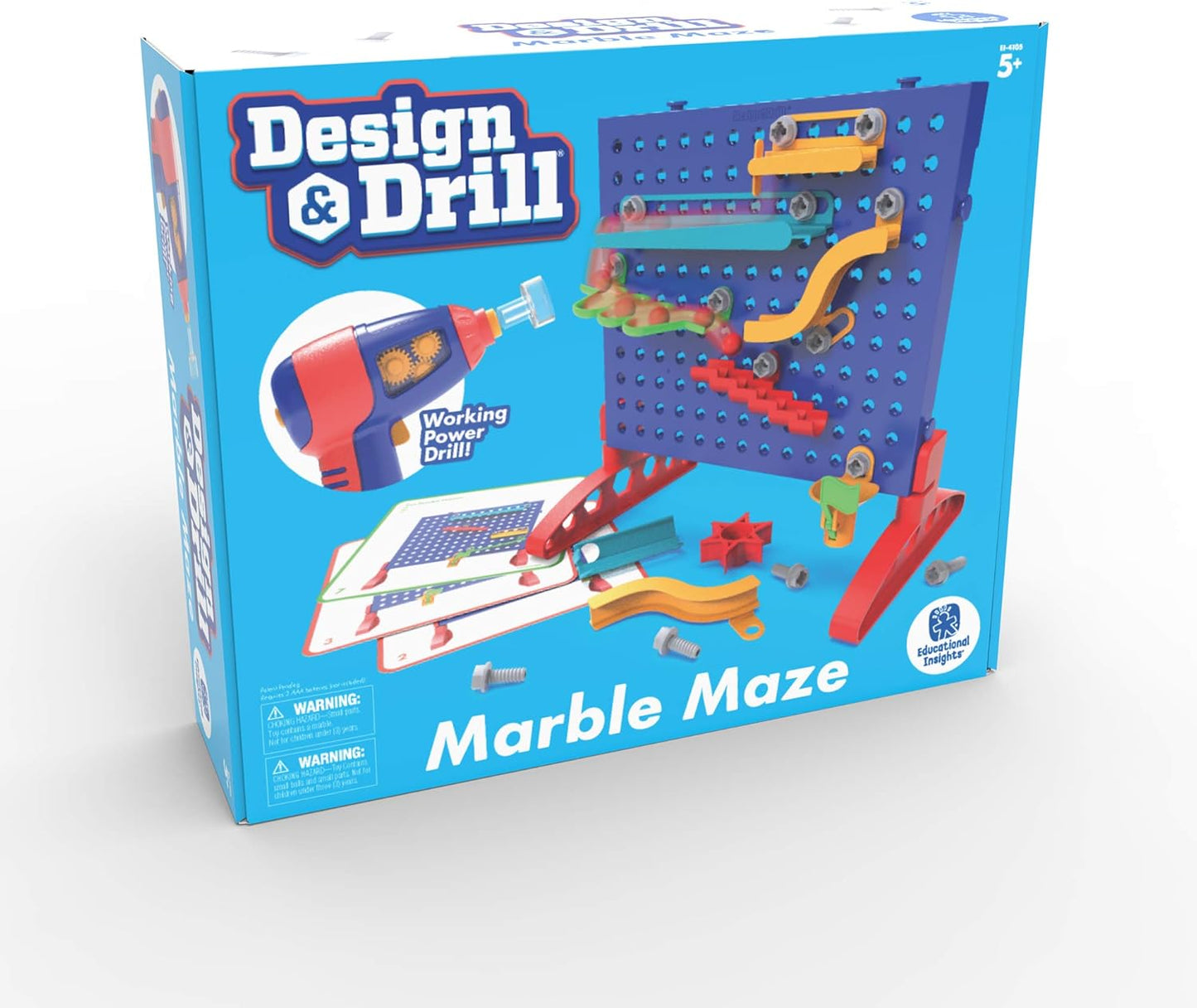 Educational Insights Design & Drill Marble Maze - STEM Building Toys for Kids, Marble Run Set with Electric Drill Toy, STEM Toys & Physics Games, Gifts for Boys and Girls Ages 5+