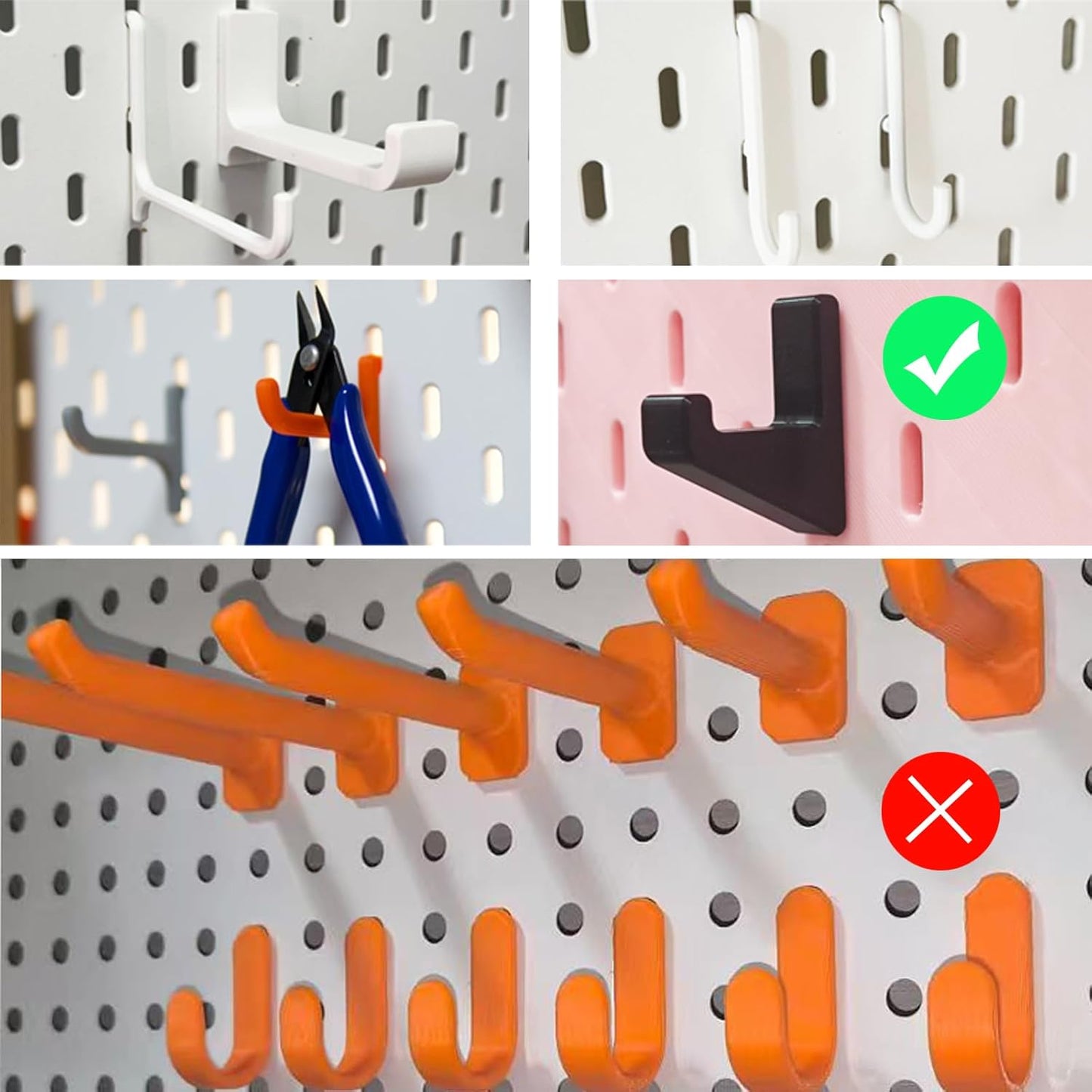 Kulle Peg Board,8 Pack Pegboard Wall Organizer,Plastic Pegboard Panels,Easy Install Heavy Duty Peg Board for Walls Home, Garage Tool Storage, Office Organization, Craft Room, Kitchen(White)