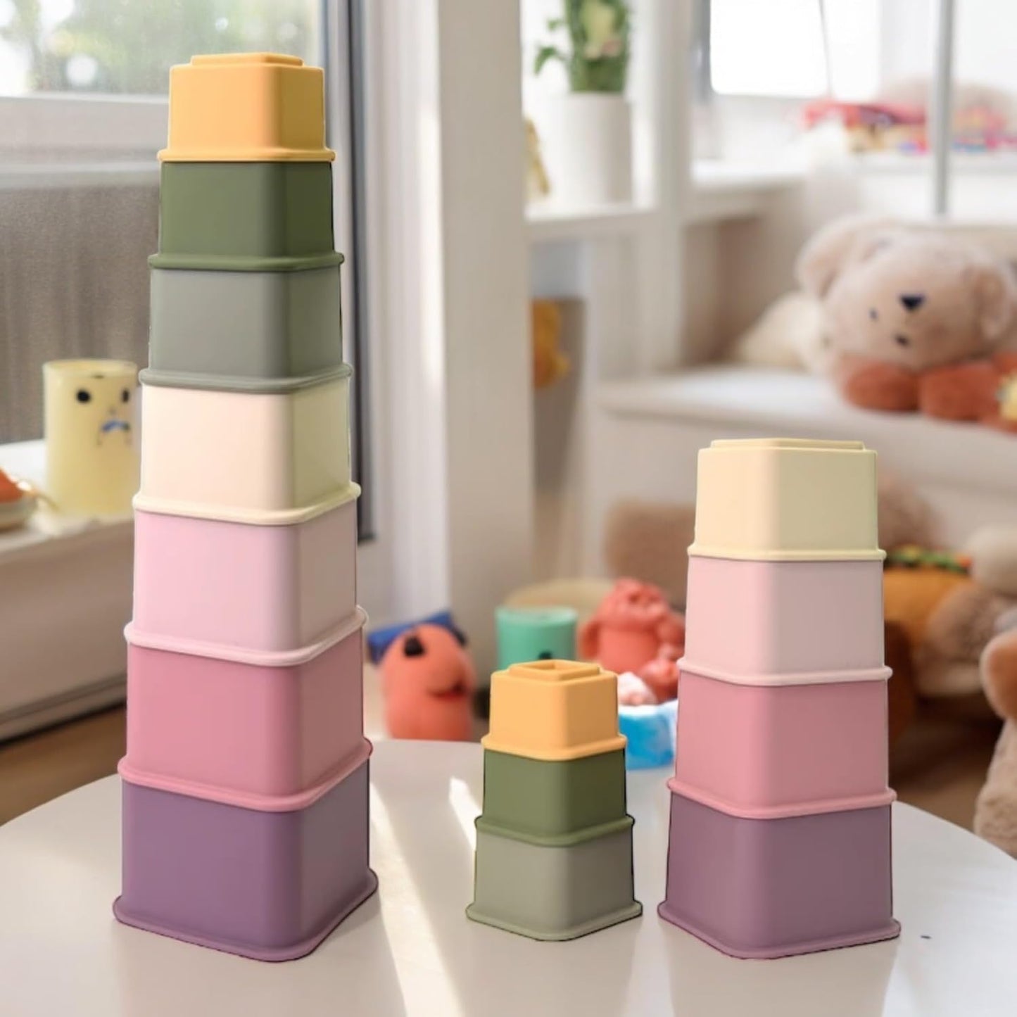 Silicone Stacking Nesting Cups, Square