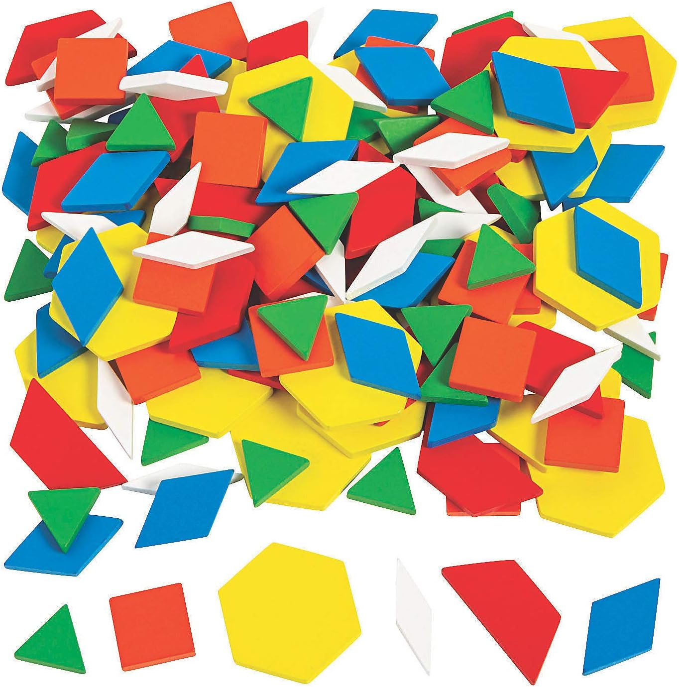 Fun Express Wooden Pattern Blocks - 250 Pieces - Educational and Learning Activities for Kids