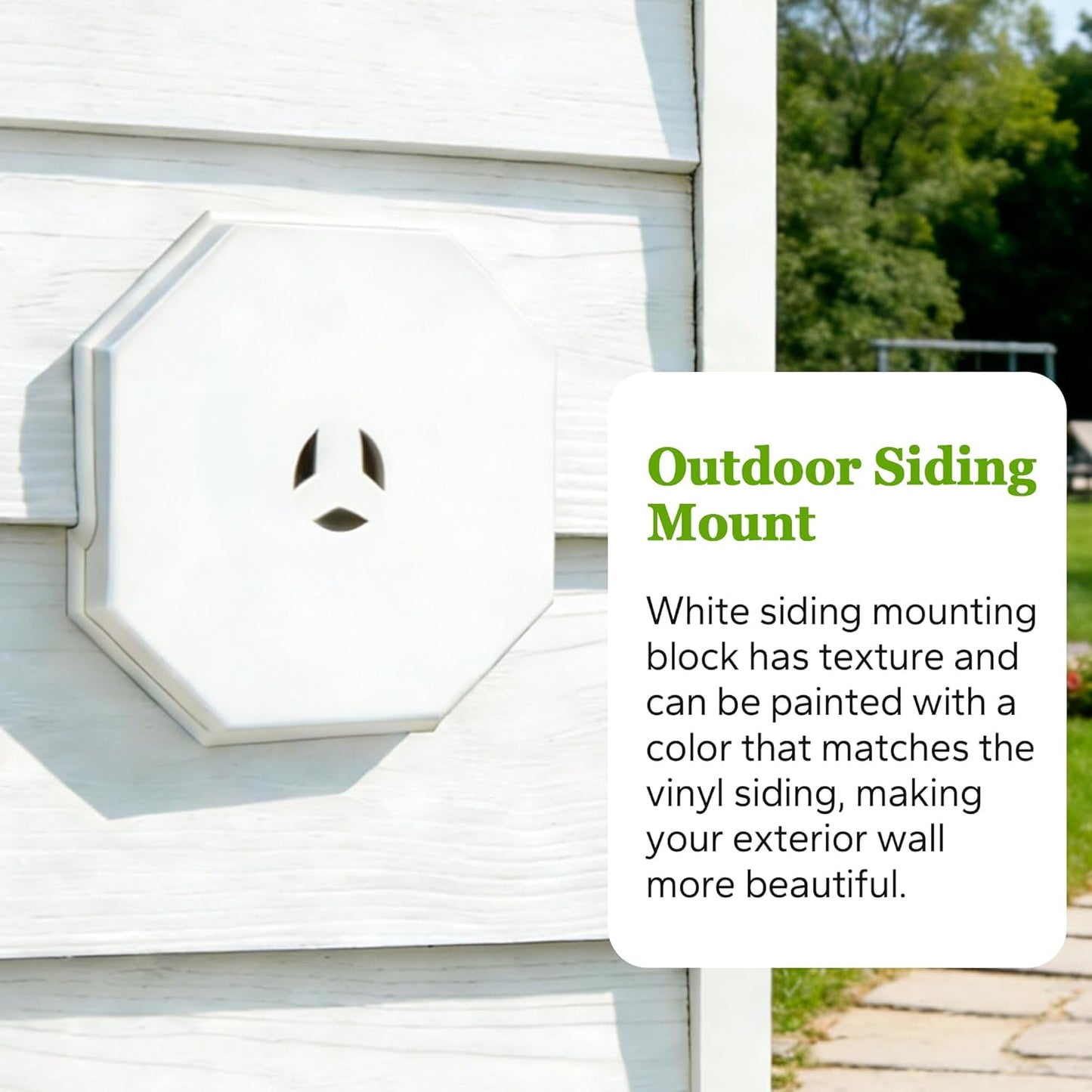 Mounting Block for Vinyl Siding, White Octagon Mounting Block for 1/2 inch Width Lap and 4 inch to 10 inch Height Siding (2 PCS)