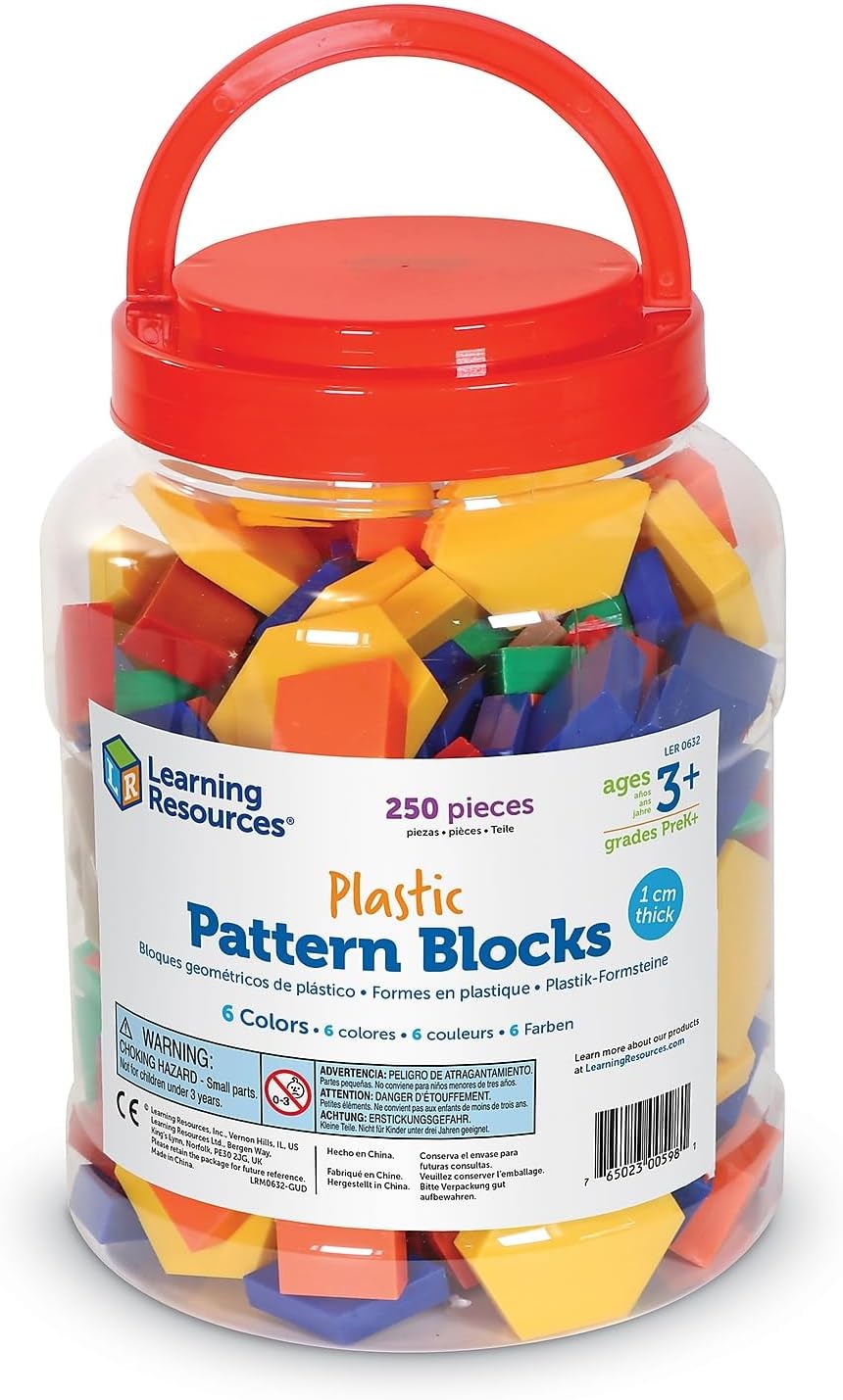 Learning Resources Plastic Pattern Blocks - Set of 250, Ages 3+