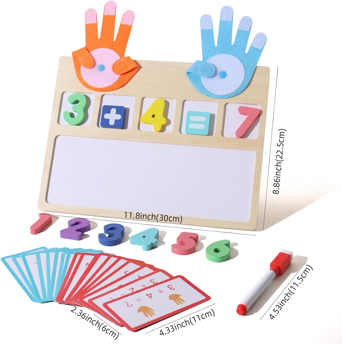 BESTAMTOY Montessori Math Board Toy - Double-Sided Finger Counting & Number Tracing Board Number Blocks, Wooden Math Manipulatives for Kids Ages 3-6, Preschool Classroom Homeschool Educational Games