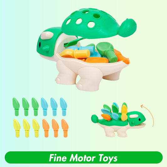 Hirger Spike The Fine Motor Dinosaur: Montessori Baby Sensory Toys for Toddlers 1-3, Preschool Learning Educational Activities, 12+ Months Old Birthday Gift