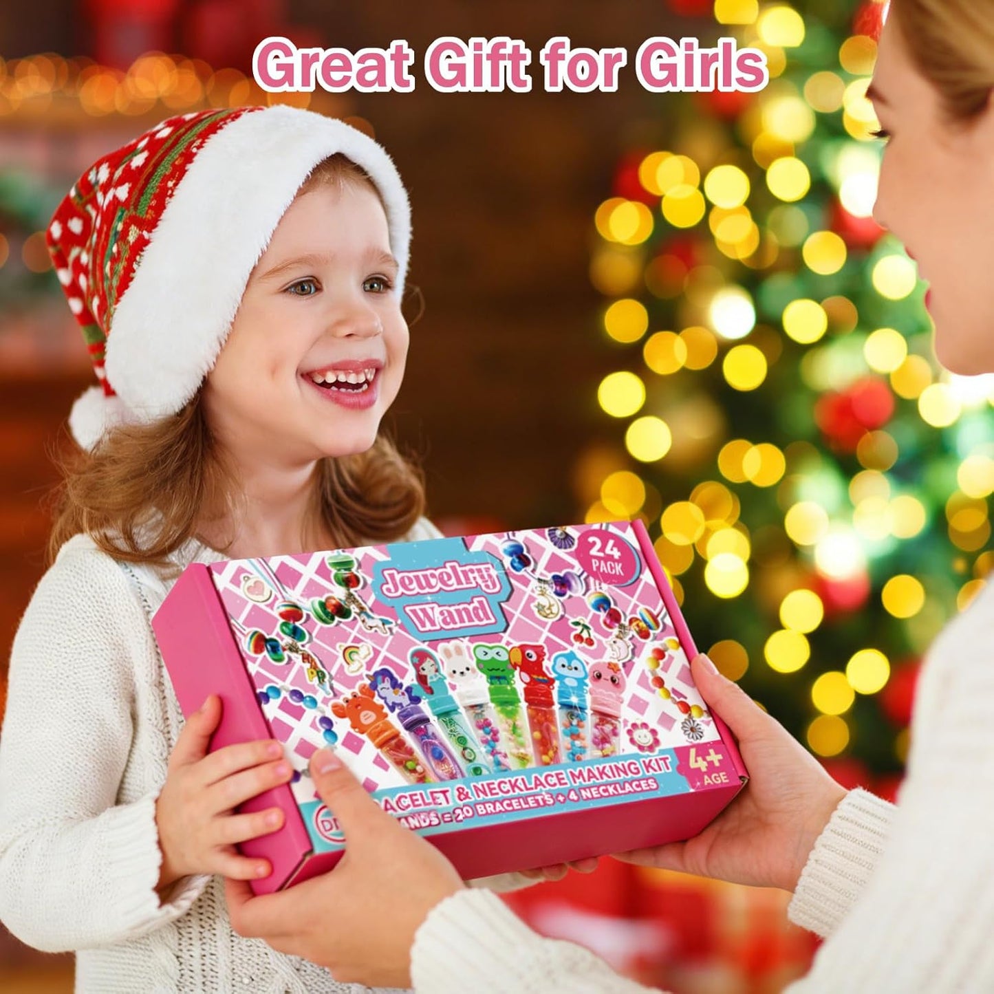 24 Pack Jewelry Making Party Favors, Charm Bracelet Necklace Kit, Girls Goodie Bag Stuffers, Kids Art Craft Activities, Birthday Gift, Ages 4-8 Years Old