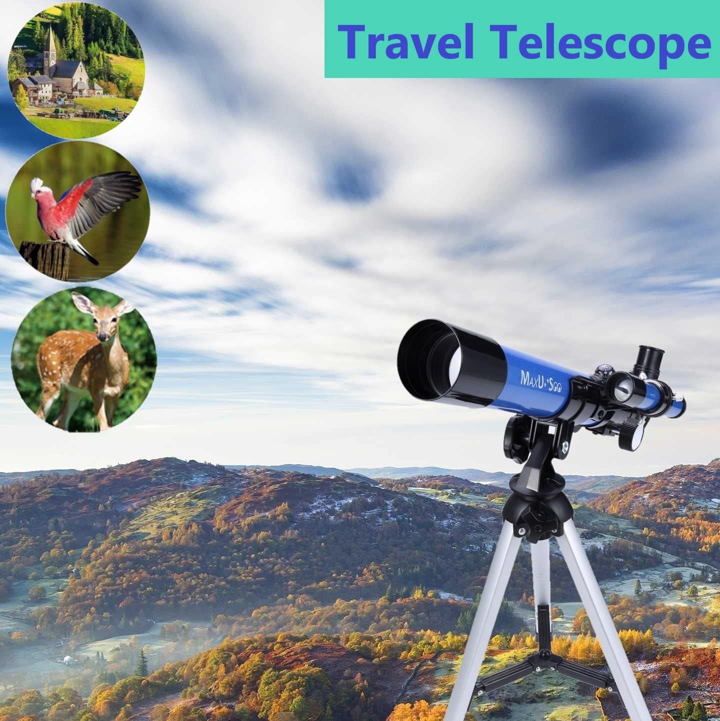 Kids Telescope 400x40mm with Tripod & Finder Scope, Portable Telescope for Kids & Beginners, Travel Telescope with 3 Magnification Eyepieces and Moon Mirror