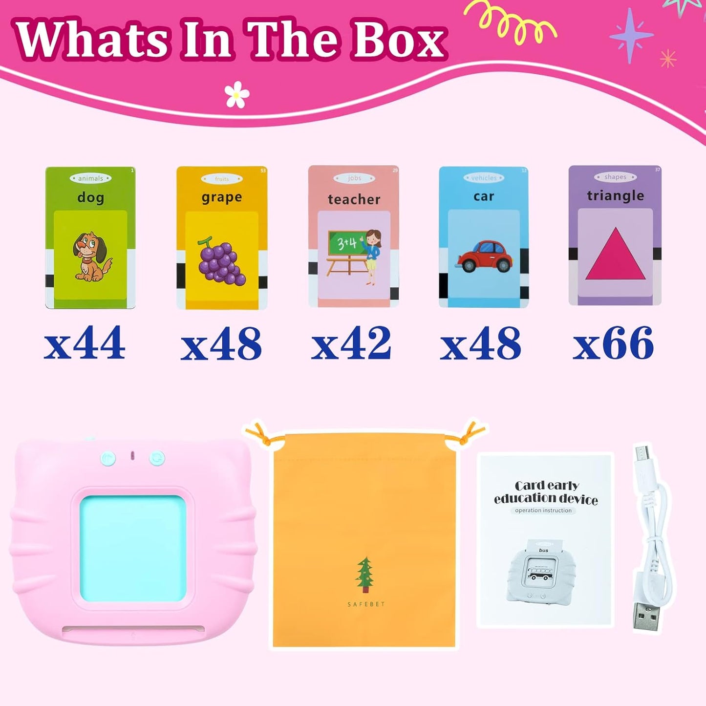 QuTZ ABC Talking Flash Cards for Toddlers 2-4, Autism Toys, Speech Therapy Toys, Educational ABC Learning Talking Sight Words Flash Cards Kindergarten for Boys and Girls, 248 Sight Words Blue