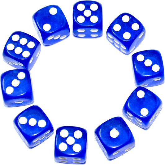 SmartDealsPro 10-Pack D6 Six Sided 16mm Transparent Dice Die for DND, MTG, RPG, Tenzi, Yahtze, Bunco, Table Borad Games, Math Teaching