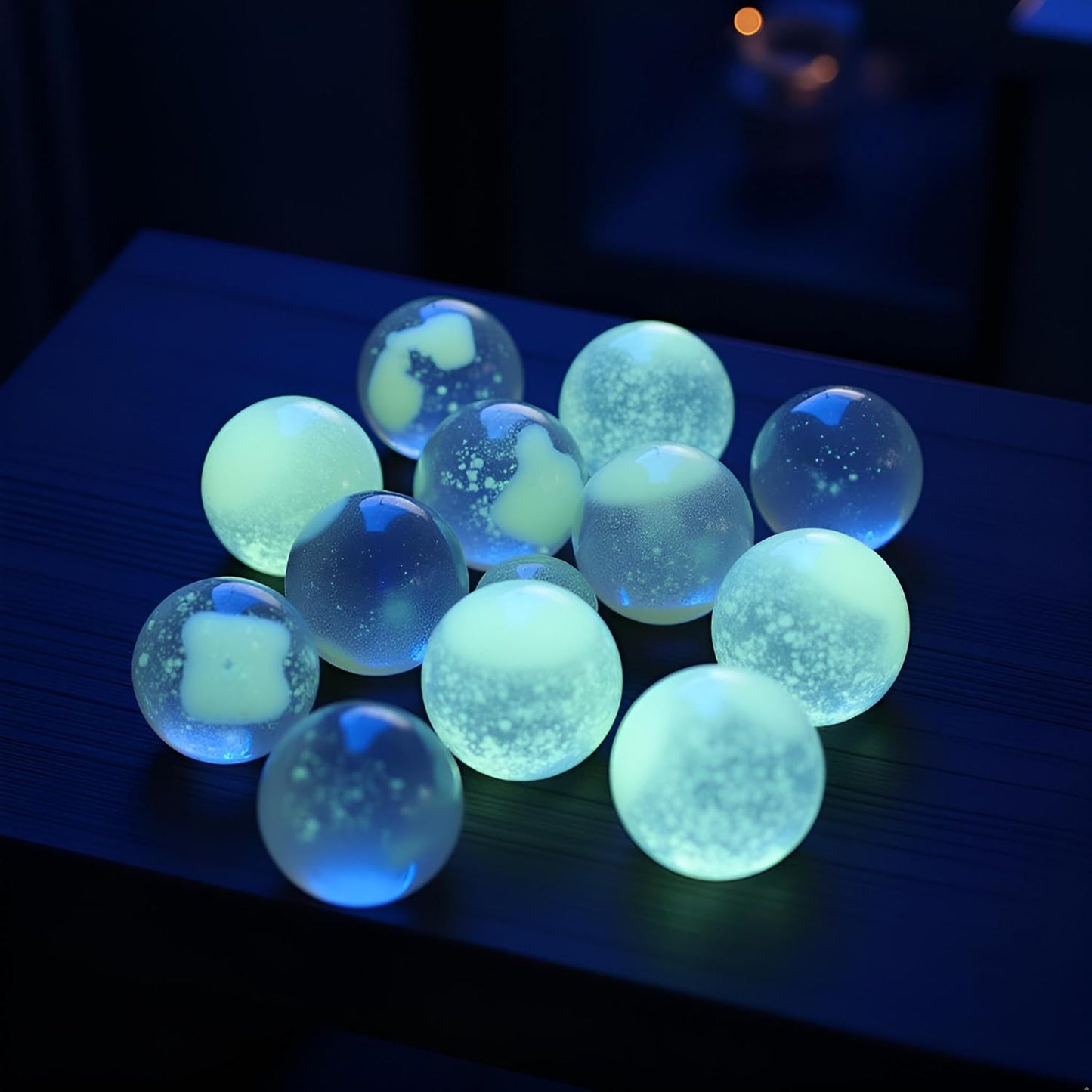 10Pcs Glass Marbles Glow in The Dark Multi-Color Luminous Marbles Marble Games and DIY Home Decoration Marble Runs Learning and Education (0.47 inch) (Green)