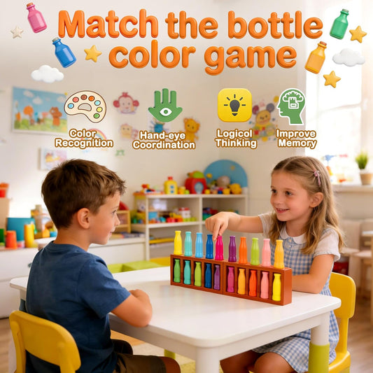 Vodolo 20pcs Bottle Color Match Game,Family Matching Games for Kids 8-12,Memory and Logical Training Bottle flip Game for fmaily, Party Activities