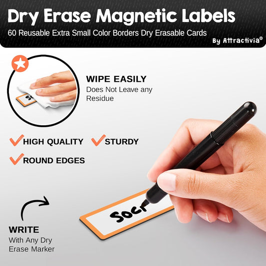 Attractivia Dry Erase Magnetic Labels 7.3 x 5.6 in, Dry Erase Magnets, 20-Pack, White Erasable Write-On All-Purpose Labels, for Office, Education, Home, Whiteboard