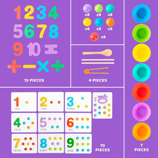 Fine Motor Toys,Wooden Peg Board Bead Game for Toddlers - Rainbow Stacking, Color Sorting & Counting Toys | Fine Motor Skills Development | Math Learning Games for 3 4 5 Years Old