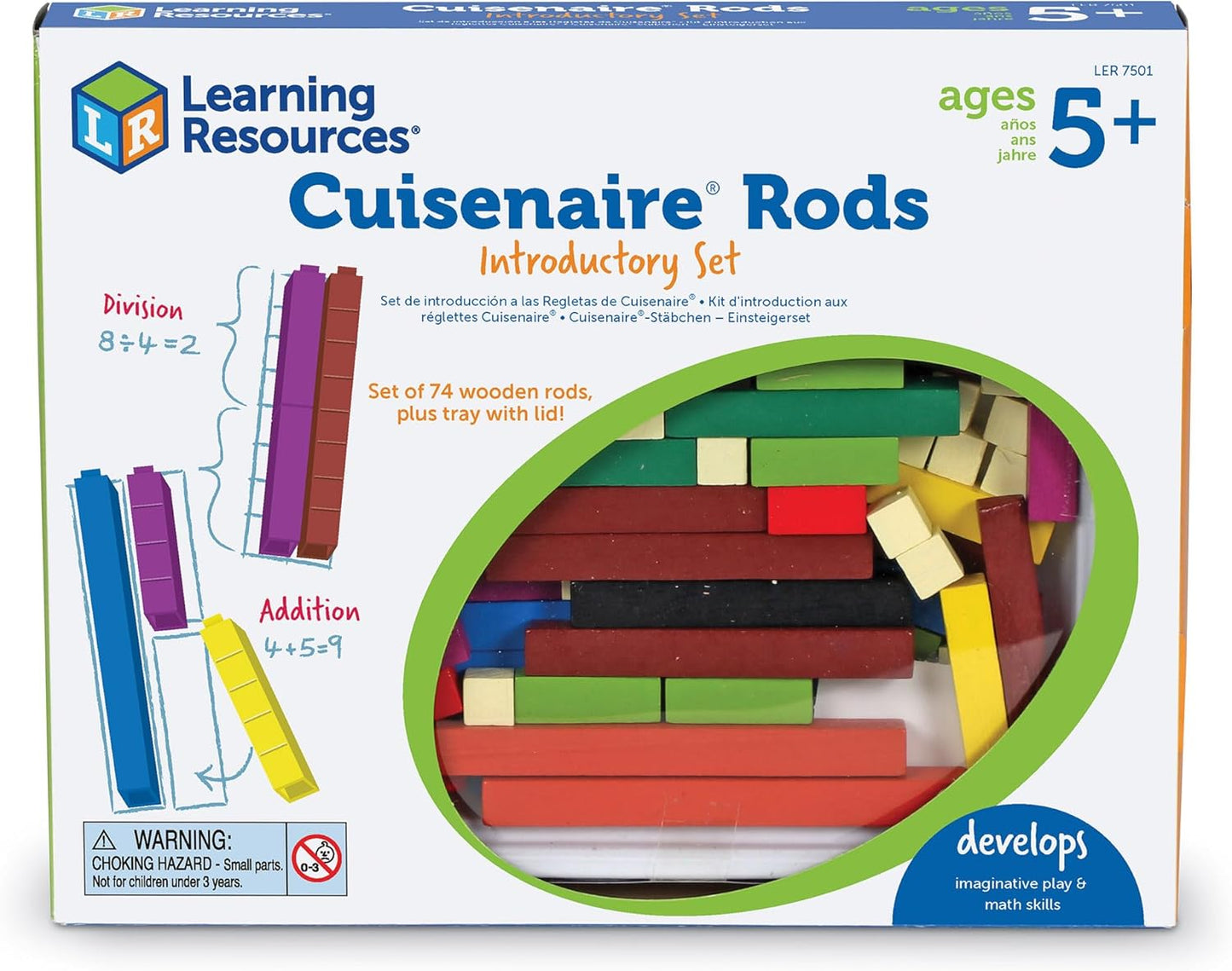 Cuisenaire Rods Kit for Fractions, Wood, Grades 4-6 (12 Trays, 1 Set of Overhead Rods, and Book)