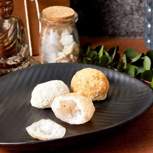 Okuna Outpost Geodes for Kids to Break Open - Quartz, Amethyst & Calcite Crystal Kit - Rock Kit & Mystery Box - 2 lb, 12-Piece Set